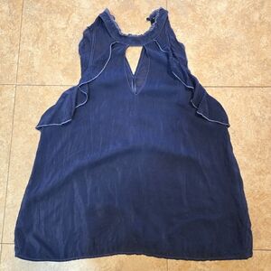 Maven West Deep Blue Ruffle Blouse